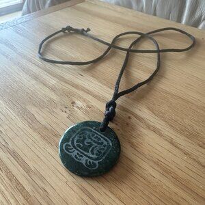 Artisan Jade Stone Medallion Necklace – Mayan 'Tz'ikin Eagle - From Guatemala